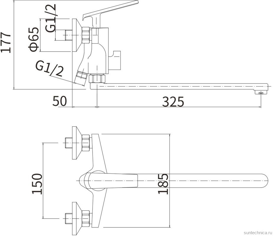 Смеситель с длинным изливом для ванны Fashun A2281-7 черный
