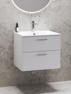 Тумба с раковиной Ravak Chrome II SD 70 глянцевая белая, ручки хром 152 мм