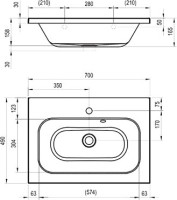 Тумба с раковиной Ravak Chrome II SD 70 глянцевая белая, ручки хром 152 мм