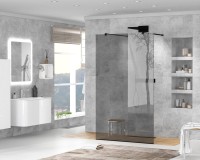 Душевая перегородка Cezares Liberta -L-2-120-120-GR-NERO профиль черный, стекло серое