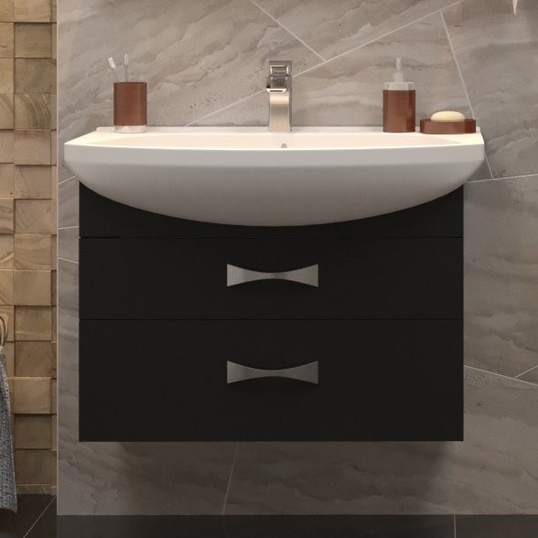 Тумба с раковиной AQUATON Адель 80 черная