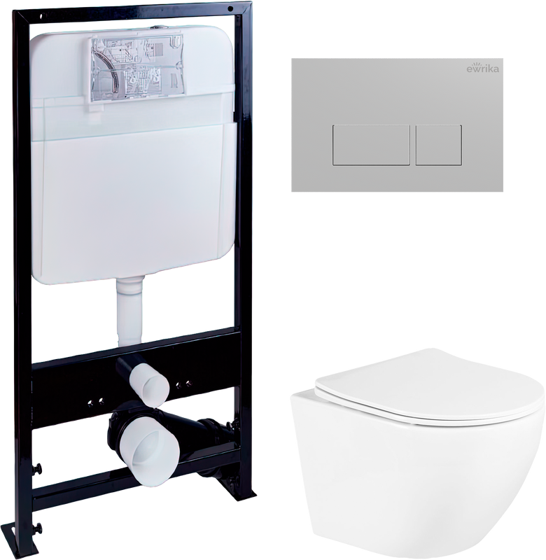 Комплект Унитаз подвесной BelBagno Uno + Инсталляция EWRIKA ProLT 0026-2020 + Кнопка 0040 хром матовый