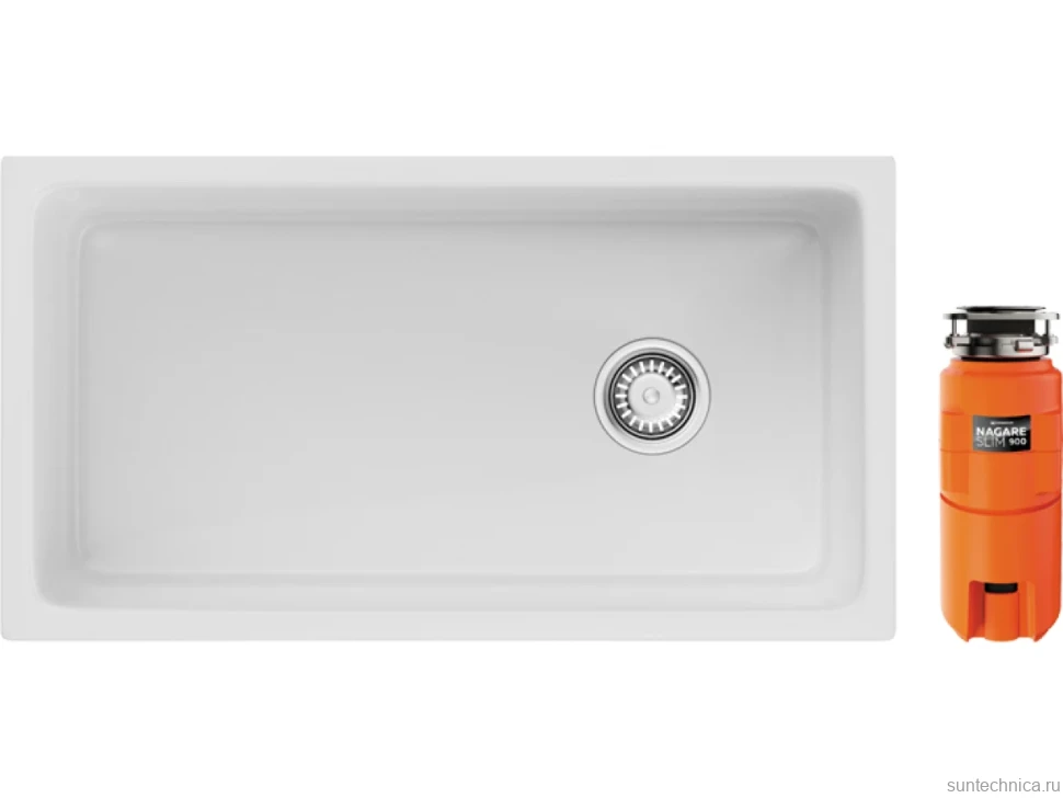 Комплект Мойка Omoikiri Tokara 88-U/I-WH Glossy белая + Измельчитель Nagare slim 900