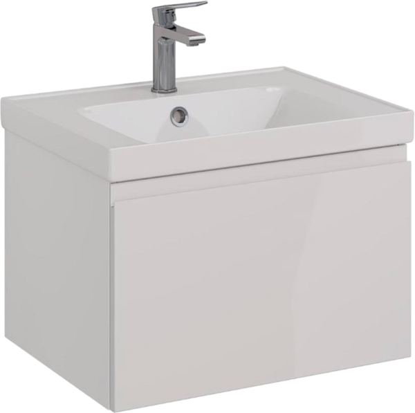 Тумба с раковиной Lemark Veon mini 60 белая глянцевая, 1 ящик