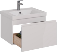 Тумба с раковиной Lemark Veon mini 60 белая глянцевая, 1 ящик