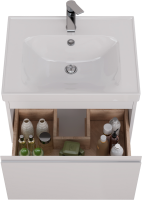 Тумба с раковиной Lemark Veon mini 60 белая глянцевая, 1 ящик