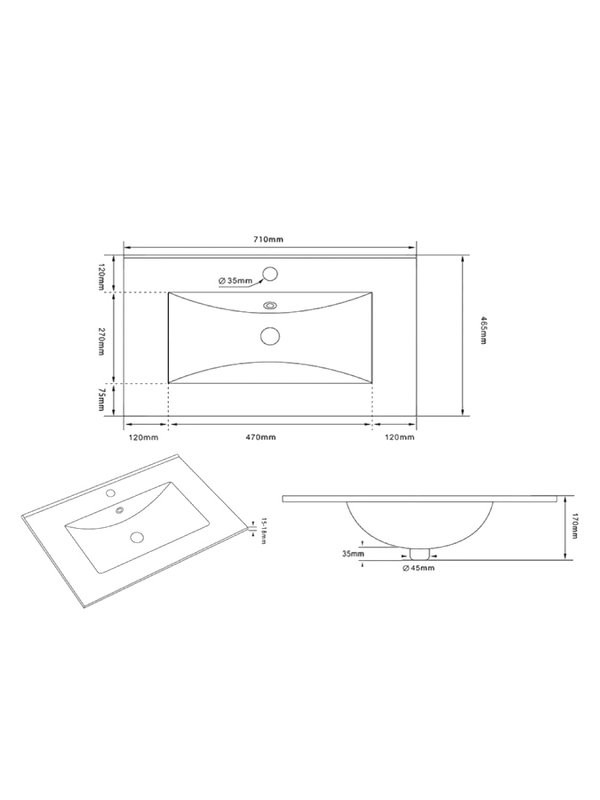 Тумба с раковиной Teymi Laina 70 напольная, матовая белая