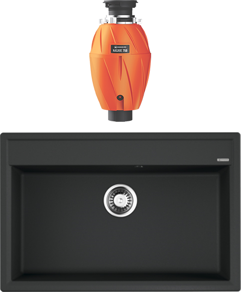 Комплект Мойка Omoikiri Daisen 77-BL черная + Измельчитель Nagare 750