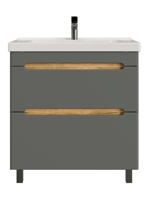 Тумба под раковину без столешницы SanStar Diva 70 напольная, дуб вотан графит софт