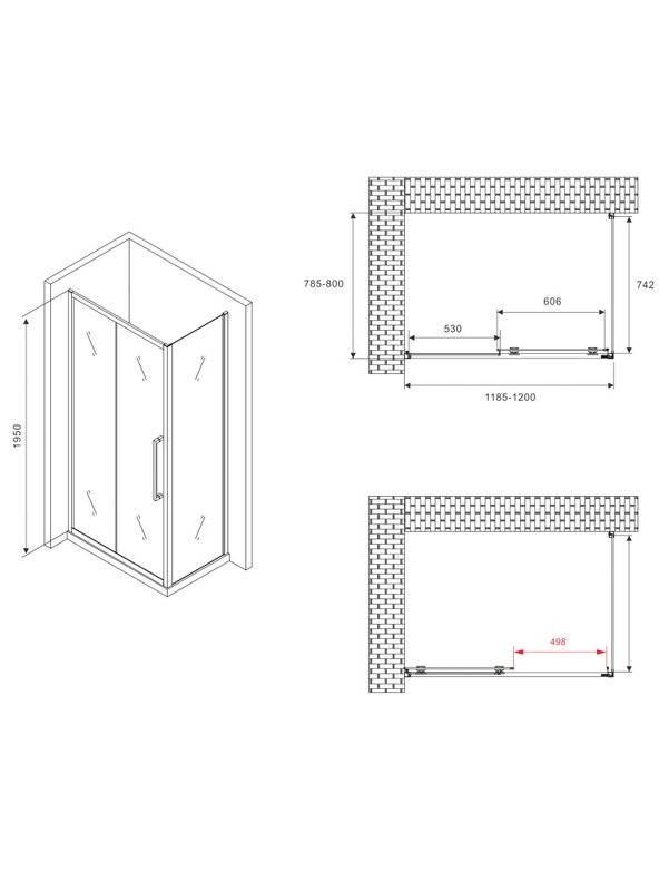 Душевой уголок Abber Schwarzer Diamant AG30120BMH-S80BM 120х80 см, профиль матовый черный, стекло матовое