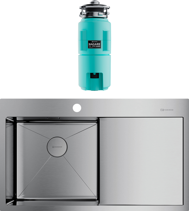 Комплект Мойка Omoikiri Akisame 86 L + Измельчитель Nagare slim 1250-AZ azur blue
