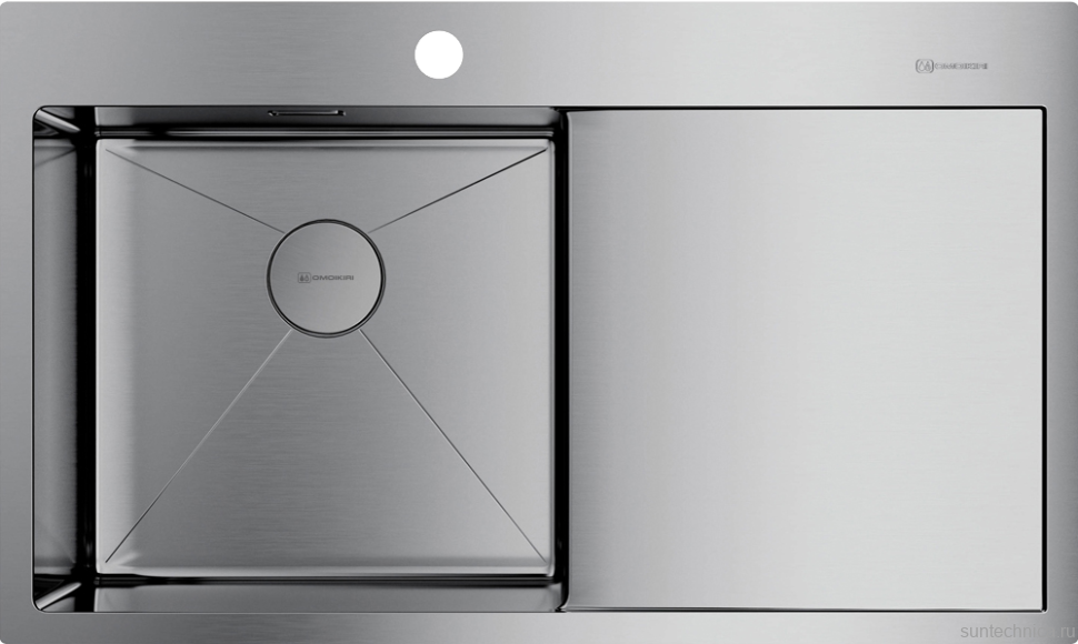 Комплект Мойка Omoikiri Akisame 86 L + Измельчитель Nagare slim 1250-AZ azur blue