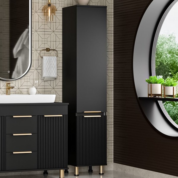 Шкаф пенал для ванной Brevita Enfida 35 R черный