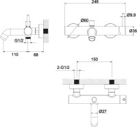 Смеситель для ванны с душем WHITECROSS Y Y1230GLB брашированное золото Смеситель для ванны с душем WHITECROSS Y Y1230GLB брашированное золото