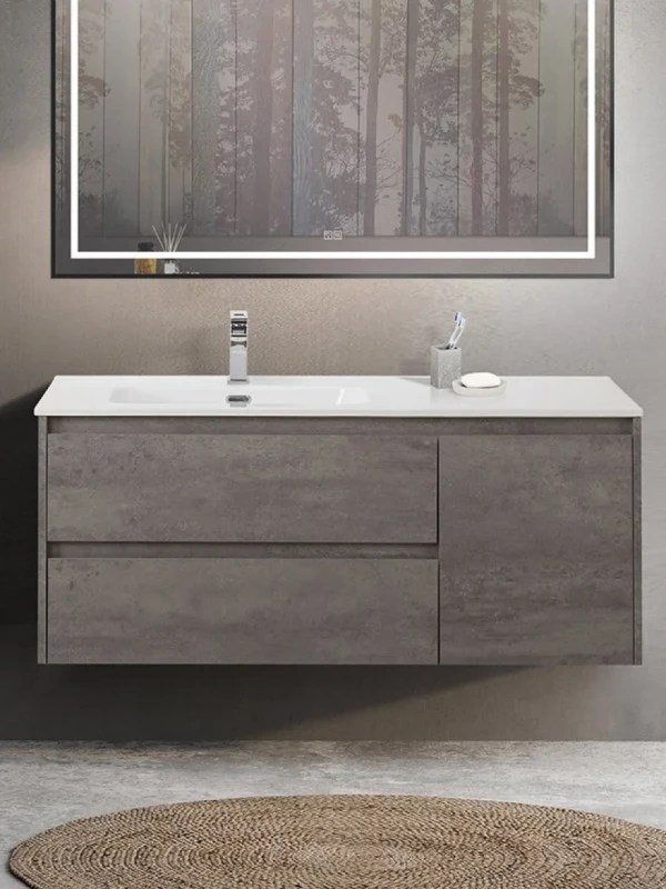 Тумба с раковиной BelBagno Kraft L, 120 2 ящика, дверца, cemento grigio