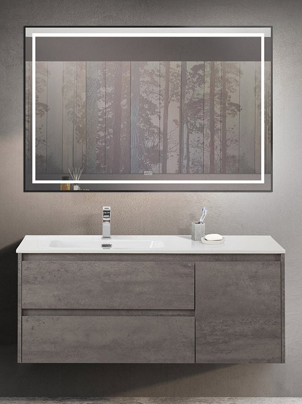 Тумба с раковиной BelBagno Kraft L, 120 2 ящика, дверца, cemento grigio