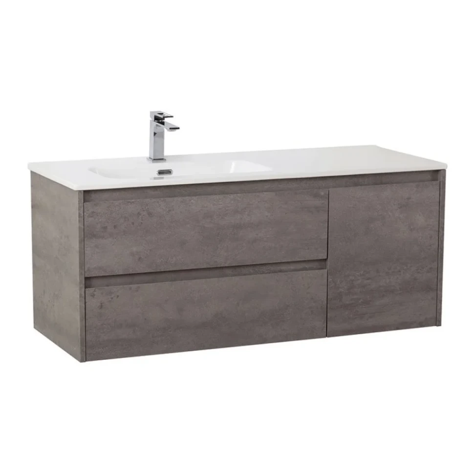 Тумба с раковиной BelBagno Kraft L, 120 2 ящика, дверца, cemento grigio
