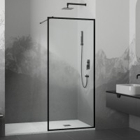 Душевая перегородка RGW Walk In WA-012B 90x200, профиль черный, стекло прозрачное