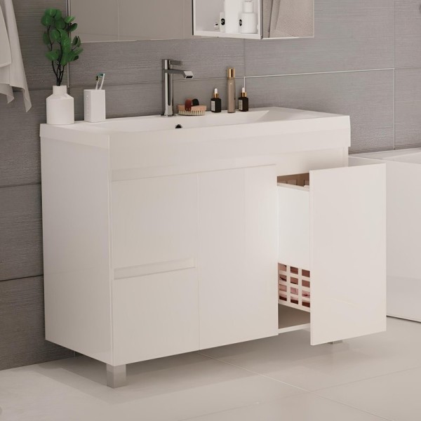 Тумба с раковиной 1MarKa Cube 100Н с бельевой корзиной