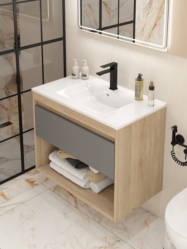 Тумба с раковиной Teymi Vitra 80 дуб, графит