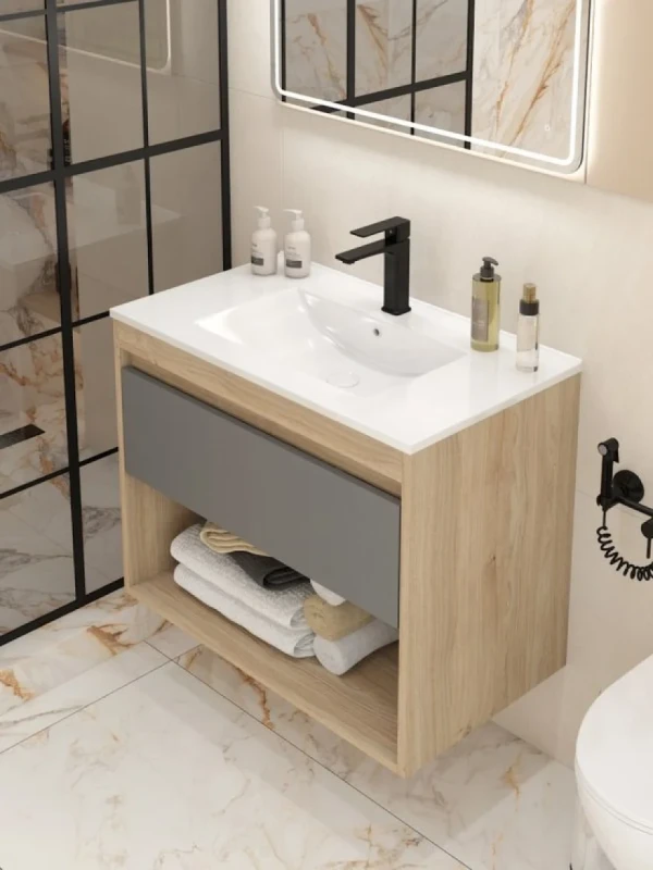 Тумба с раковиной Teymi Vitra 80 дуб, графит