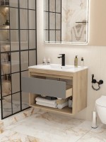 Тумба с раковиной Teymi Vitra 80 дуб, графит