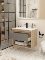 Тумба с раковиной Teymi Vitra 80 дуб, графит