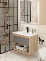 Тумба с раковиной Teymi Vitra 80 дуб, графит