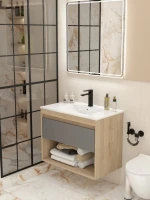 Тумба с раковиной Teymi Vitra 80 дуб, графит