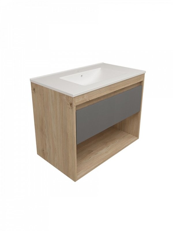 Тумба с раковиной Teymi Vitra 80 дуб, графит