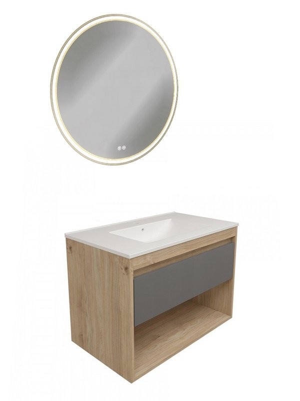 Тумба с раковиной Teymi Vitra 80 дуб, графит