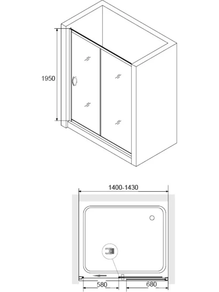 Душевой уголок RGW Passage PA-016+80 см 140x80x195 профиль хром, стекло матовое