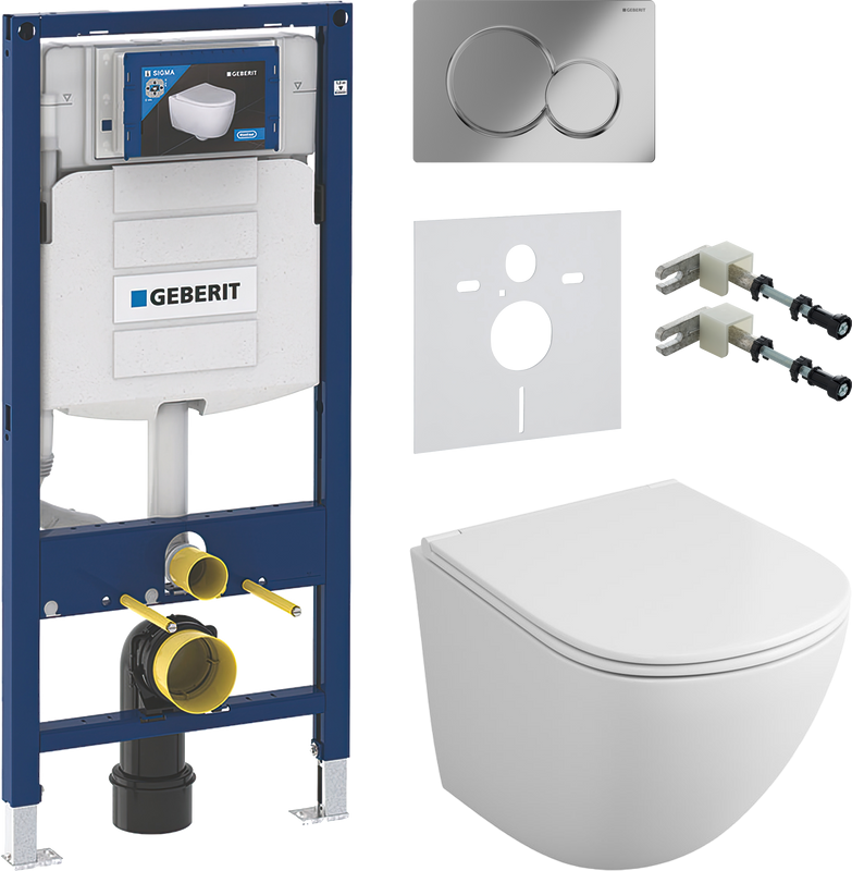 Комплект Унитаз подвесной Owl 1975 Vind TOWLT190302 безободковый + Инсталляция Geberit Duofix UP 320 111.300.00.5 + Кнопка Sigma 01 115.770.21.5 хром + Звукоизоляция + Крепления 111.815.00.1 к стене