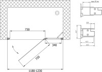 Душевая дверь в нишу Vegas Glass AFP 120 07 01 R профиль матовый хром, стекло прозрачное