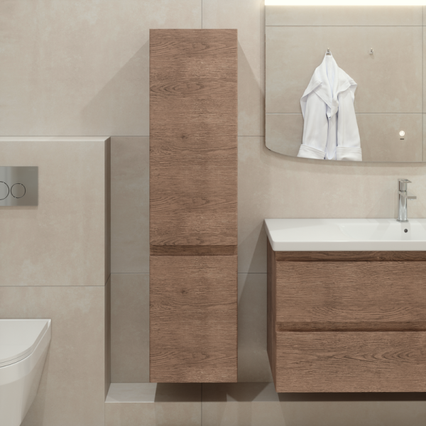 Шкаф-пенал для ванной Caprigo Forte 35 R светлый орех