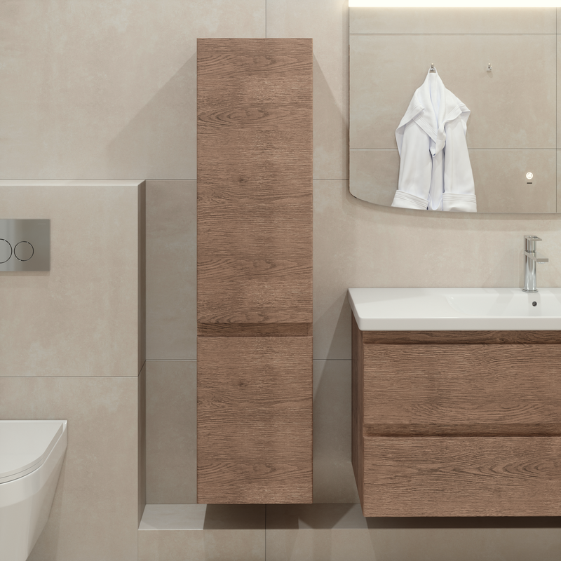 Шкаф-пенал для ванной Caprigo Forte 35 R светлый орех