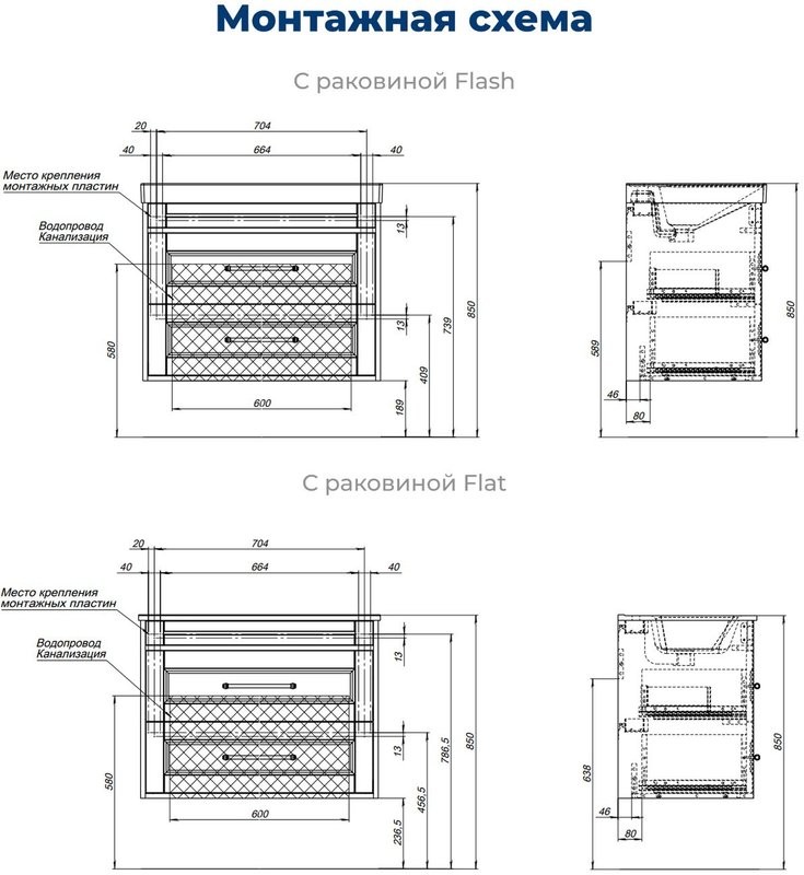 Тумба под раковину без столешницы Aquanet Бостон new 80 белый сатин, ручки золото