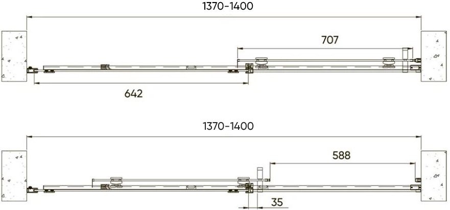 Душевая дверь в нишу Veconi Vianno VN70G-140-01-C4 140 см, профиль брашированное золото