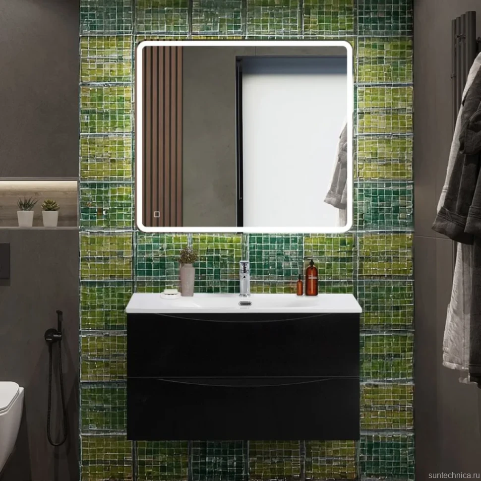 Тумба с раковиной BelBagno Marino-cer-n 90 подвесная, nero lucido