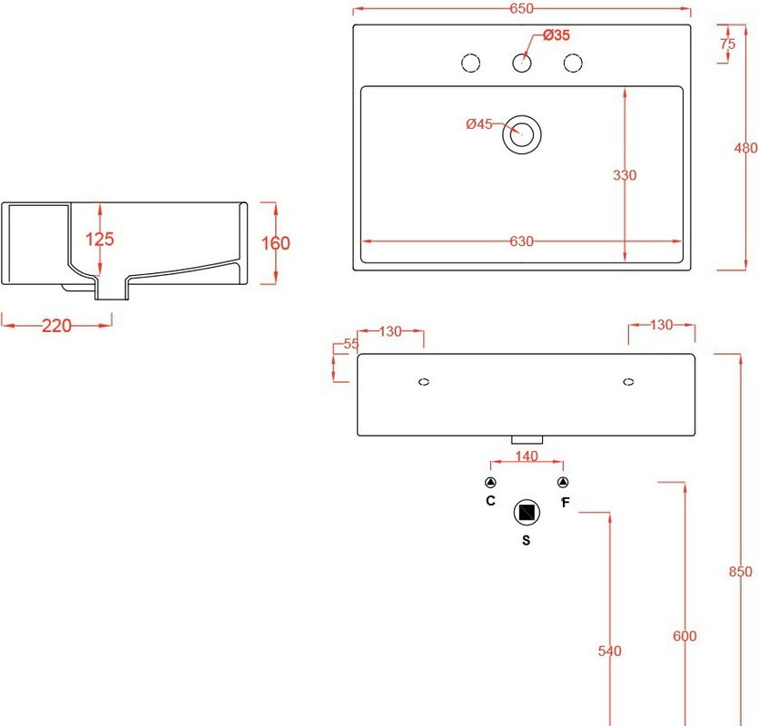 Накладная раковина ArtCeram Quadro Quadro QUL003 01 00