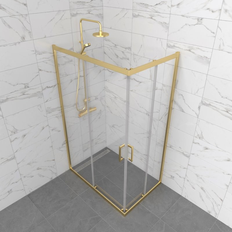 Душевой уголок Triton Фикс Голд Щ0000077242 120x90 см, без поддона, профиль матовое золото