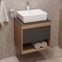 Тумба с раковиной Teymi Ritta 55 дуб эврика, матовый графит, раковина Helmi 50