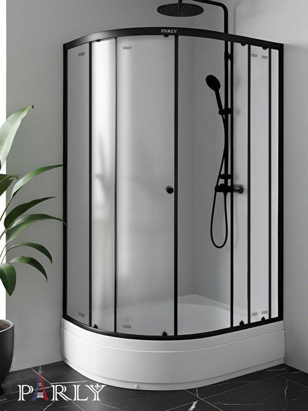 Душевой уголок Parly ZFM1201B R 120х80 см, с поддоном, профиль матовый черный, стекло матовое