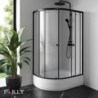 Душевой уголок Parly ZFM1201B R 120х80 см, с поддоном, профиль матовый черный, стекло матовое