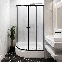 Душевой уголок Parly ZFM1201B R 120х80 см, с поддоном, профиль матовый черный, стекло матовое