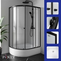 Душевой уголок Parly ZFM1201B R 120х80 см, с поддоном, профиль матовый черный, стекло матовое