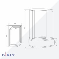 Душевой уголок Parly ZFM1201B R 120х80 см, с поддоном, профиль матовый черный, стекло матовое