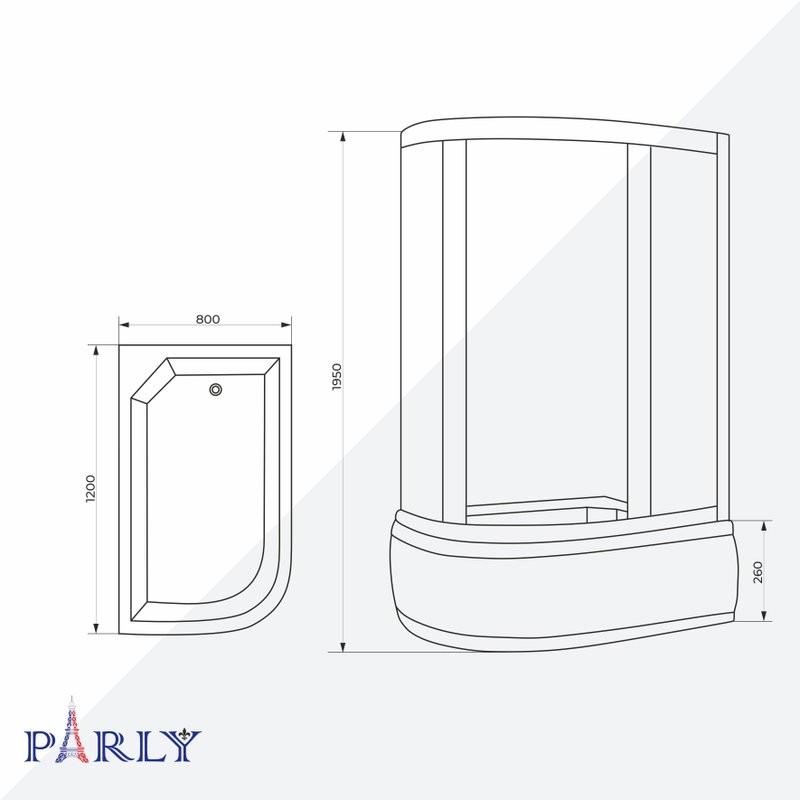 Душевой уголок Parly ZFM1201B R 120х80 см, с поддоном, профиль матовый черный, стекло матовое