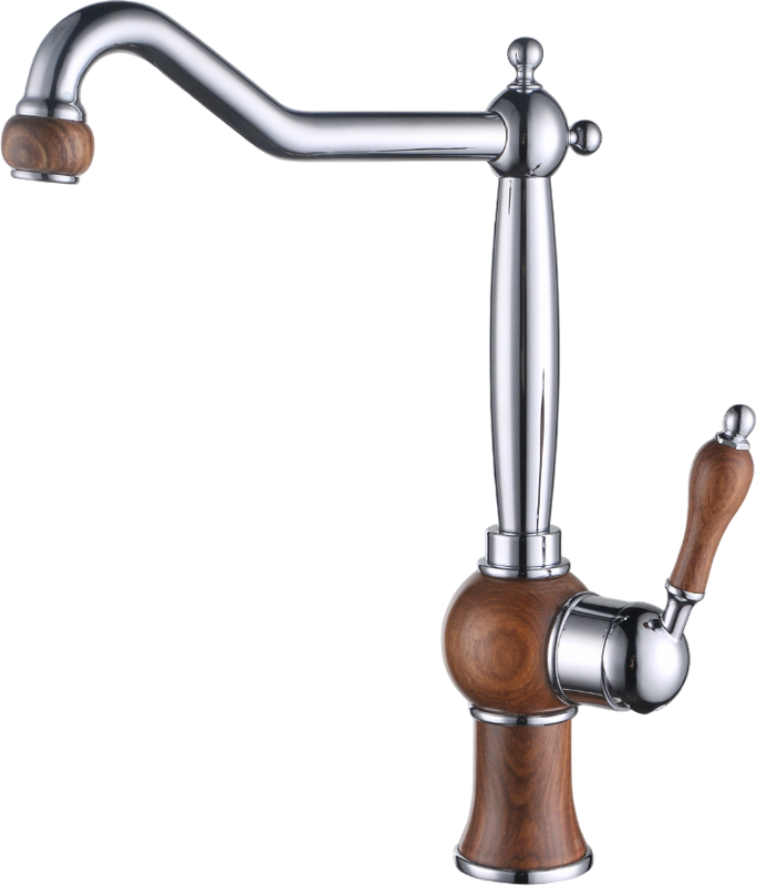 Смеситель для кухни Kaiser Wood 61033 хром, дуб