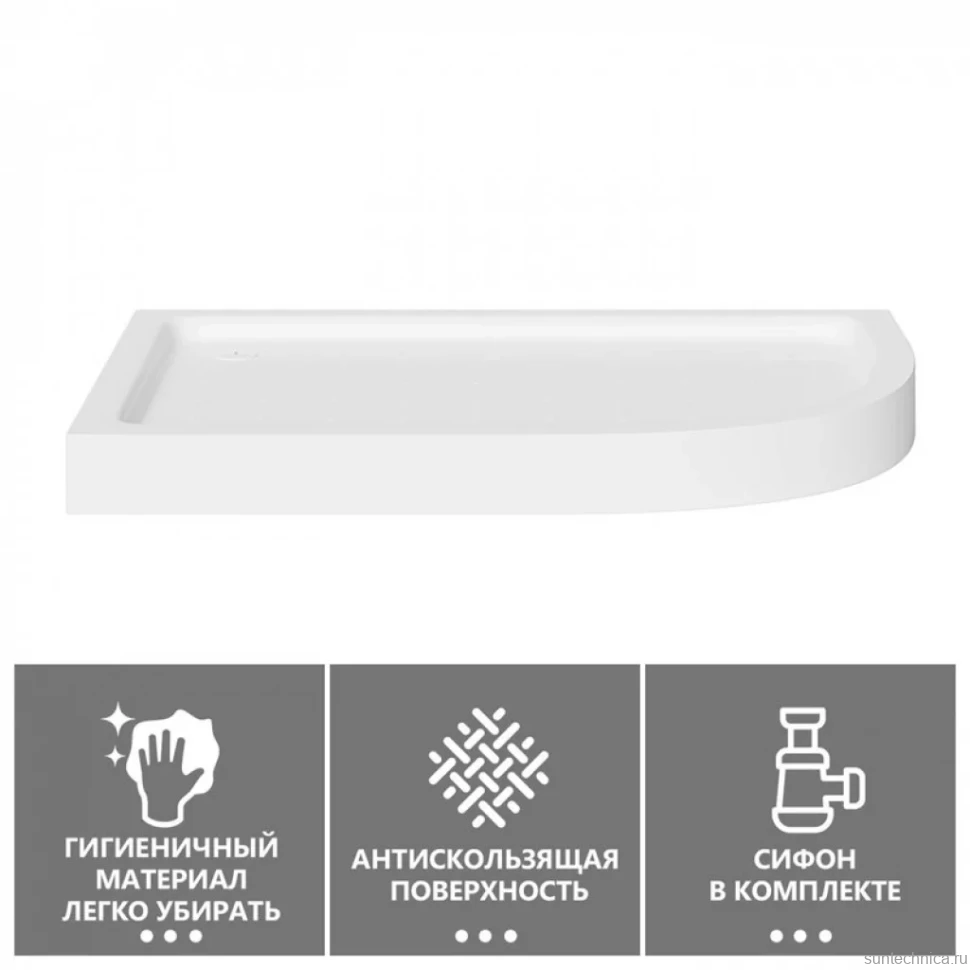 Поддон для душа Abber AD3E109 L 100х90 см, асимметричный, белый
